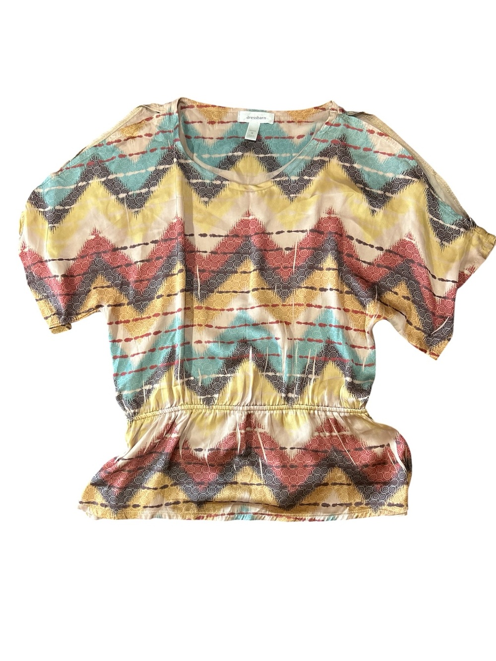 Dressbarn Chevron Print Cold Shoulder Blouse sz PM